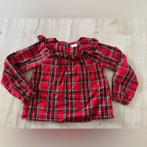 Crewcuts Vibrant Red Plaid Shirt Christmas large 10 holiday blouse girls